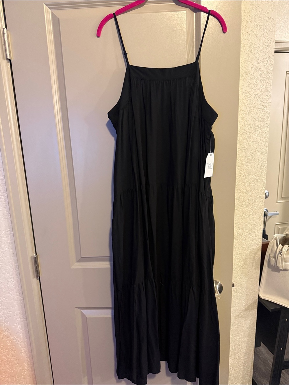 Time and Tru Black Sleeveless Maxi Dress - Lightweight Tiered Summer Dress